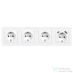   Leziter Nova IV három földelt csatlakozóaljzat dugalj USB csatlakozóval fehér kerettel LN4KERV-F_LNFCS-F_3_LNUSB-F