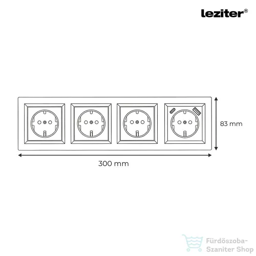Leziter Nova IV három földelt csatlakozóaljzat dugalj USB csatlakozóval fehér kerettel LN4KERV-F_LNFCS-F_3_LNUSB-F