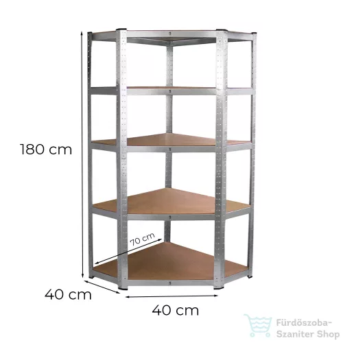Leziter Nagy teherbírású sarokpolc 180x70x40-40 cm 175 kg króm LNP1804040K