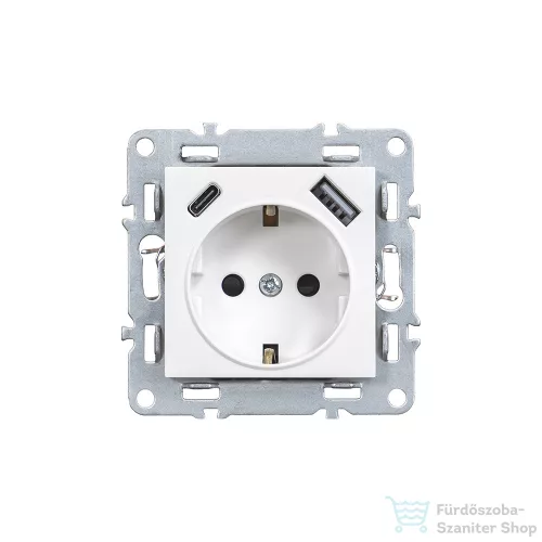 Leziter Nova földelt csatlakozóaljzat USB csatlakozóval 2A fehér LNUSB-F