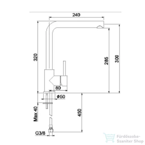 Webert LONDON konyhai csaptelep, króm színben LO920301.015