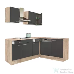   Leziter Yorki 220 sarok konyhabútor sonoma tölgy korpusz,selyemfényű antracit fronttal, munkalap nélkül LS220STAN-MLN