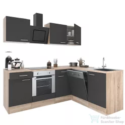   Leziter Yorki 220 sarok konyhabútor sonoma tölgy korpusz,selyemfényű antracit fronttal alsó sütős elemmel LS220STAN-SUT