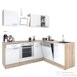  Leziter Yorki 220 sarok konyhabútor sonoma tölgy korpusz,selyemfényű fehér fronttal alsó sütős elemmel LS220STFH-SUT