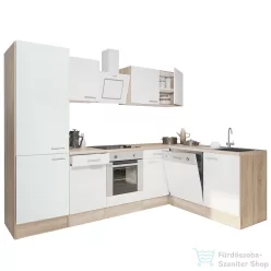   Leziter Yorki 280 sarok konyhabútor sonoma tölgy korpusz,selyemfényű fehér front alsó sütős elemmel polcos szekrénnyel LS280STFH-SUT-PSZ