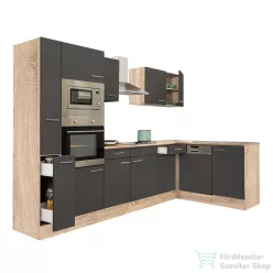   Leziter Yorki 310 sarok konyhabútor sonoma tölgy korpusz,selyemfényű antracit fronttal LS310STAN