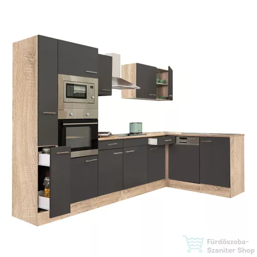 Leziter Yorki 310 sarok konyhabútor sonoma tölgy korpusz,selyemfényű antracit fronttal LS310STAN
