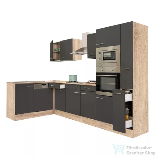 Leziter Yorki 310 sarok konyhabútor sonoma tölgy korpusz,selyemfényű antracit fronttal LS310STAN
