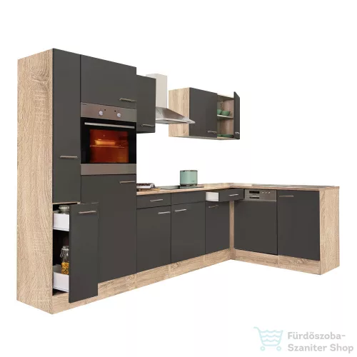 Leziter Yorki 310 sarok konyhabútor sonoma tölgy korpusz,selyemfényű antracit fronttal LS310STAN