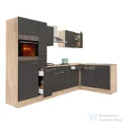 Leziter Yorki 310 sarok konyhabútor sonoma tölgy korpusz,selyemfényű antracit fronttal LS310STAN