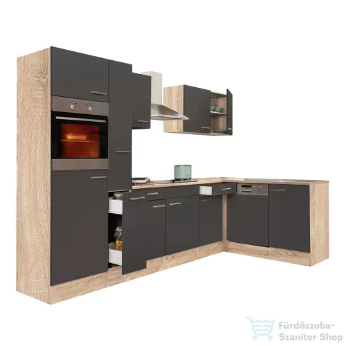 Leziter Yorki 310 sarok konyhabútor sonoma tölgy korpusz,selyemfényű antracit fronttal LS310STAN