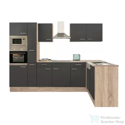 Leziter Yorki 310 sarok konyhabútor sonoma tölgy korpusz,selyemfényű antracit fronttal LS310STAN