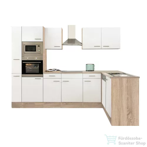 Leziter Yorki 310 sarok konyhabútor sonoma tölgy korpusz,selyemfényű fehér fronttal LS310STFH