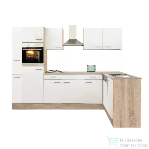 Leziter Yorki 310 sarok konyhabútor sonoma tölgy korpusz,selyemfényű fehér fronttal LS310STFH