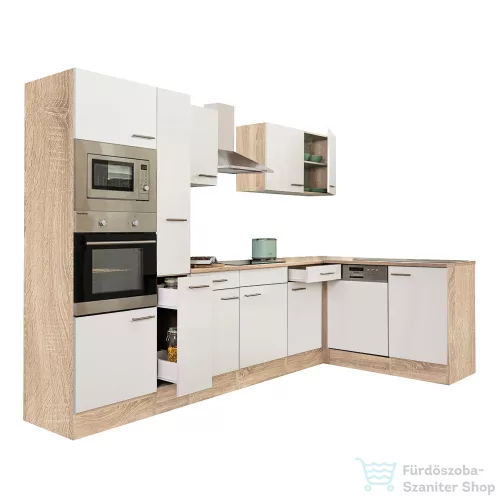 Leziter Yorki 310 sarok konyhabútor sonoma tölgy korpusz,selyemfényű fehér fronttal LS310STFH
