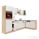 Leziter Yorki 310 sarok konyhabútor sonoma tölgy korpusz,selyemfényű fehér fronttal LS310STFH