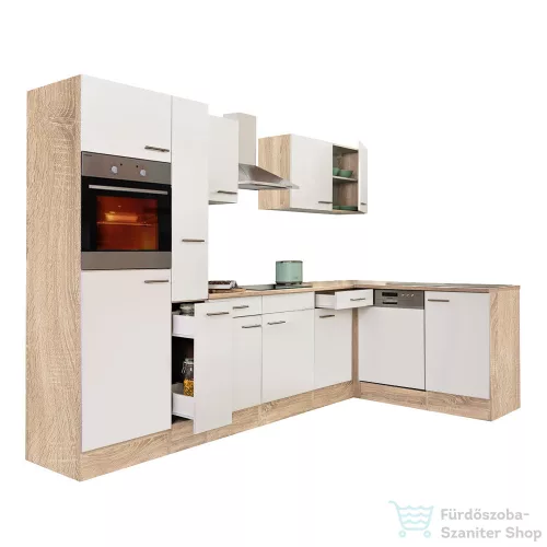 Leziter Yorki 310 sarok konyhabútor sonoma tölgy korpusz,selyemfényű fehér fronttal LS310STFH