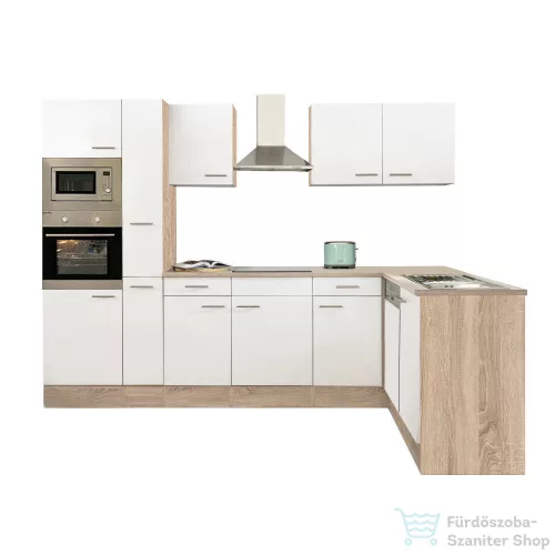 Leziter Yorki 310 sarok konyhabútor sonoma tölgy korpusz,selyemfényű fehér fronttal LS310STFH