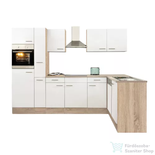 Leziter Yorki 310 sarok konyhabútor sonoma tölgy korpusz,selyemfényű fehér fronttal LS310STFH