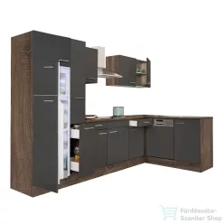   Leziter Yorki 310 sarok konyhabútor yorki tölgy korpusz,selyemfényű antracit fronttal felülfagyasztós hűtős szekrénnyel LS310YAN-FF