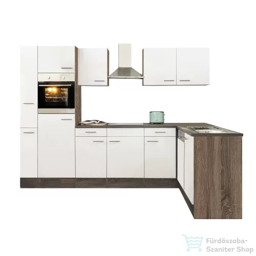 Leziter Yorki 310 sarok konyhabútor yorki tölgy korpusz,selyemfényű fehér fronttal LS310YFH