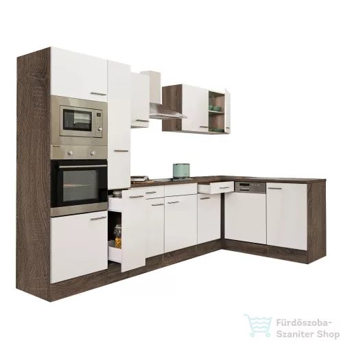 Leziter Yorki 310 sarok konyhabútor yorki tölgy korpusz,selyemfényű fehér fronttal LS310YFH