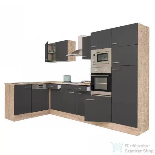 Leziter Yorki 340 sarok konyhabútor sonoma tölgy korpusz,selyemfényű antracit fronttal LS340STAN