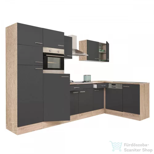 Leziter Yorki 340 sarok konyhabútor sonoma tölgy korpusz,selyemfényű antracit fronttal LS340STAN