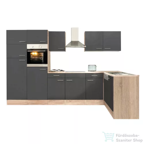 Leziter Yorki 340 sarok konyhabútor sonoma tölgy korpusz,selyemfényű antracit fronttal LS340STAN