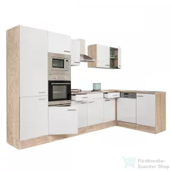   Leziter Yorki 340 sarok konyhabútor sonoma tölgy korpusz,selyemfényű fehér fronttal polcos szekrénnyel LS340STFH-PSZ