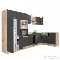   Leziter Yorki 370 sarok konyhabútor sonoma tölgy korpusz,selyemfényű antracit fronttal LS370STAN