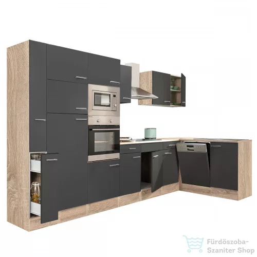 Leziter Yorki 370 sarok konyhabútor sonoma tölgy korpusz,selyemfényű antracit fronttal LS370STAN