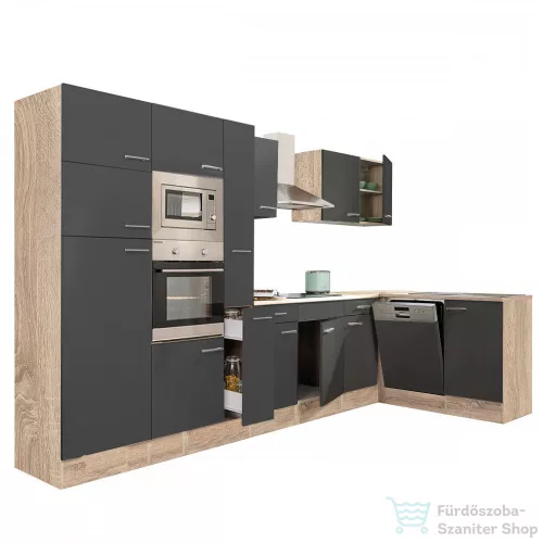Leziter Yorki 370 sarok konyhabútor sonoma tölgy korpusz,selyemfényű antracit fronttal LS370STAN