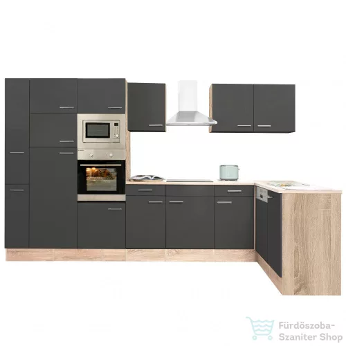 Leziter Yorki 370 sarok konyhabútor sonoma tölgy korpusz,selyemfényű antracit fronttal LS370STAN