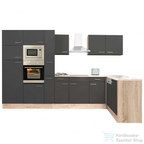 Leziter Yorki 370 sarok konyhabútor sonoma tölgy korpusz,selyemfényű antracit fronttal LS370STAN
