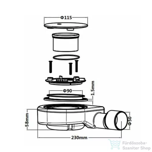 Leziter Zuhanytálca szifon 90 mm-es LSZ90