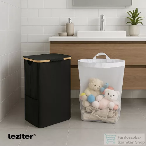 Leziter Szennyeskosár 100L fekete 44x33x67 cm LSZEK-100-BL