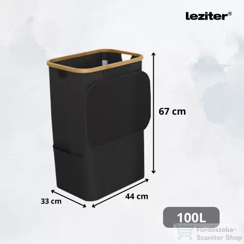 Leziter Szennyeskosár 100L fekete 44x33x67 cm LSZEK-100-BL