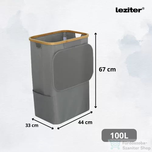Leziter Szennyeskosár 100L szürke 44x33x67 cm LSZEK-100-GR