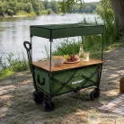 Leziter Összecsukható prémium kerti strandkocsi tetővel asztallal zöld LSZKTA088-GREEN