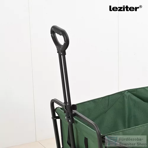Leziter Összecsukható prémium kerti strandkocsi tetővel asztallal zöld LSZKTA088-GREEN