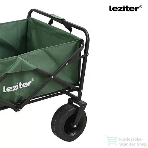 Leziter Összecsukható prémium kerti strandkocsi tetővel asztallal zöld LSZKTA088-GREEN