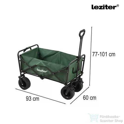 Leziter Összecsukható prémium kerti strandkocsi tetővel zöld LSZKTE088-GREEN