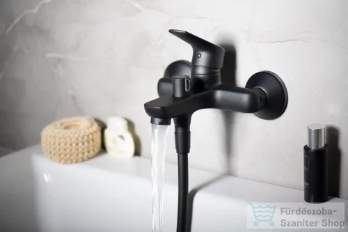 AQUALINE LOTTA kádtöltő csaptelep zuhanyszett nélkül, fekete LT610B