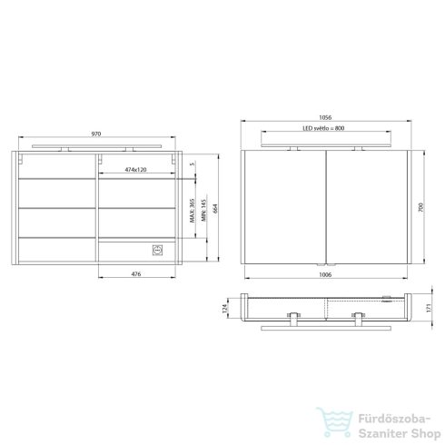 Sapho LUCIE tükrösszekrény, 106x70x17cm, fehér (LU105-0030)