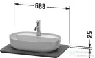 Duravit LUV 688x475 mm-es pult kivágással, American Walnut Solid Wood LU946007777