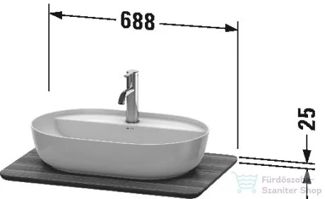 Duravit LUV 688x475 mm-es pult kivágással, American Walnut Solid Wood LU946007777