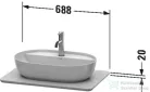 Duravit LUV 688x475 mm-es kvarckő pult kivágással, Quartz Stone Grey Structure LU946503333