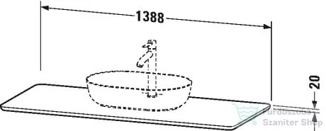 Duravit LUV 1388x595 mm-es kvarckő pult kivágással, Quartz Stone Sand Structure LU946602525