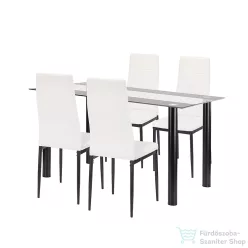   Leziter Denton 4+1 étkező garnitúra fehér-fekete LUA140B_DA258WB_4